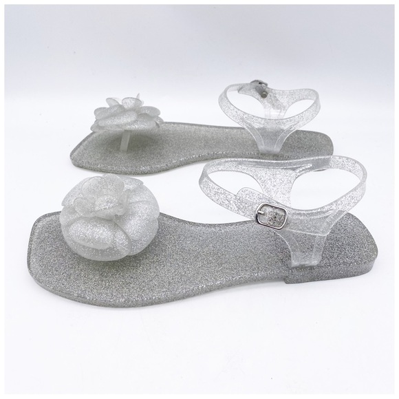 NWB Play by Jeffrey Campbell Fleurisse Clear Glitter Sandals Size 8 - Picture 6 of 12